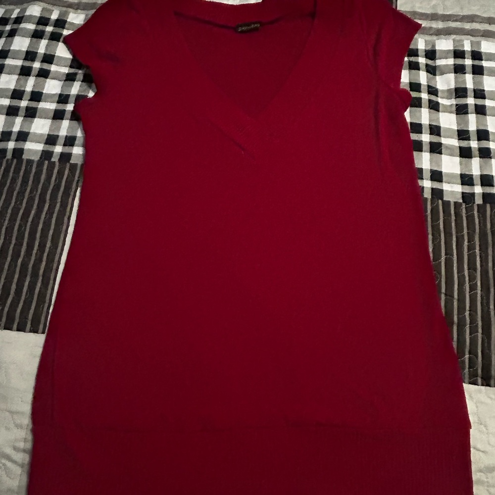 Zenobia Deep Red V-Neck Blouse